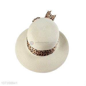 Custom Summer Straw Beach Hat With Cap Ribbon