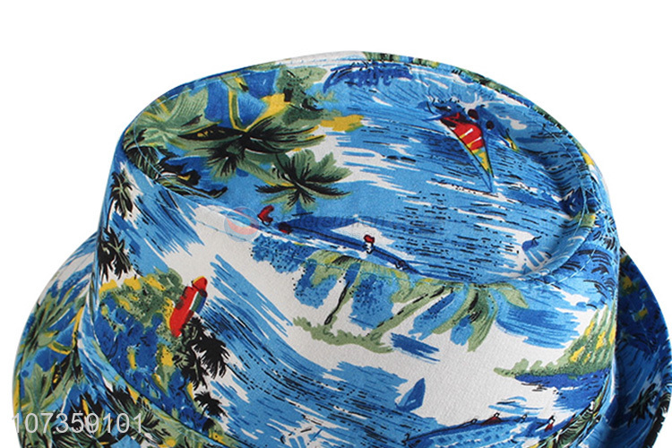 Good Quality Ocean Style Printing Billycock Beach Fedora Hat