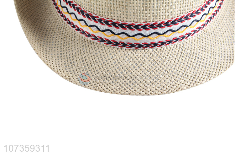 Custom Straw Fedora Hat Breathable Billycock Hat