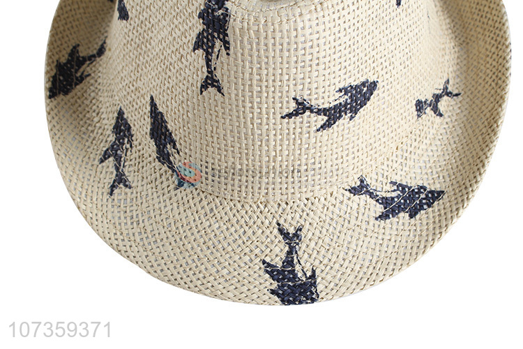 Good Quality Shark Pattern Straw Hat Billycock Casual Sun Hat