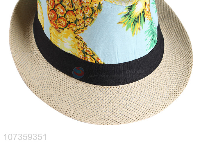 Fashion Pineapple Pattern Billycock Summer Fedora Hat