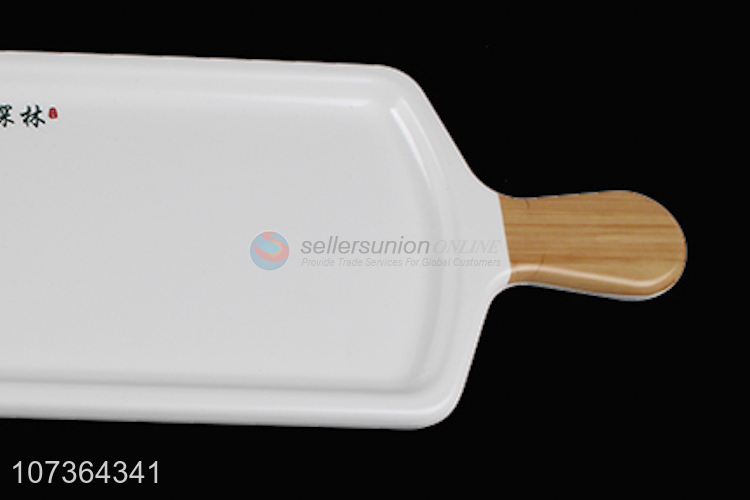 Best Sale Rectangle White Melamine Plates With Handle