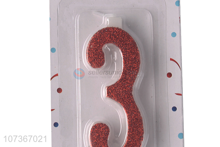 Cheap Price Glitter Powder Decor Numbers 3 Birthday Party Cake Candles