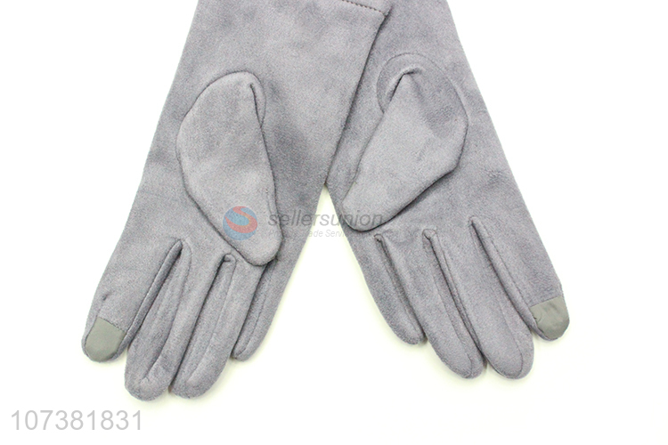 Factory Custom Women Lady Suede Winter Warm Lined Gloves