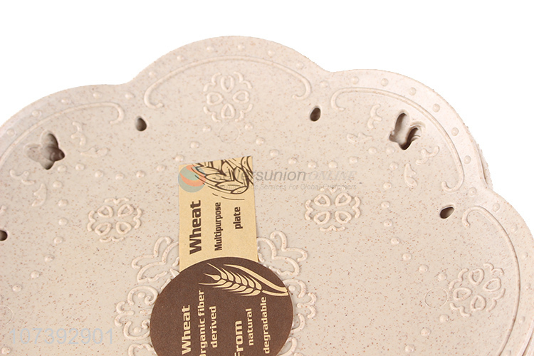 Best Price Food Grade Wheat Straw Fiber Tableware Dishes Fruit Food Plate
