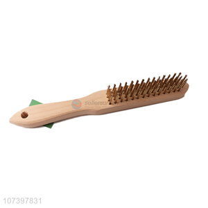 Best Quality 4 Rows Copper-Plated Wire Brush With Wooden Handle