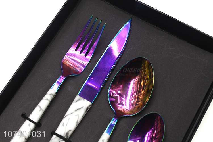 Colorful high-end luxury metal flatware set for western restaurant