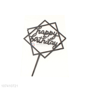 Factory price personalized octagonal black acrylic cake topper