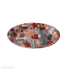 Factory price christmas style round plate for dinnerware