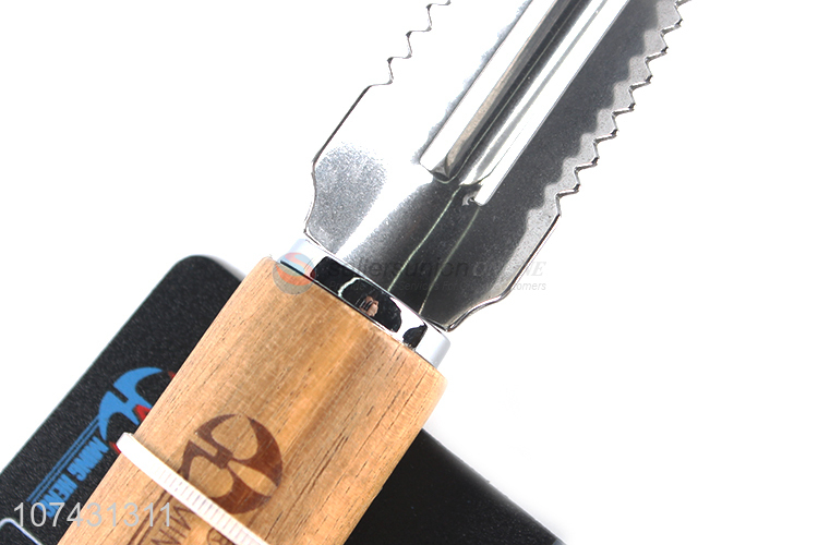 Suitable Price Bamboo Handle Stainless Steel Fruit Peeler For Kitchen