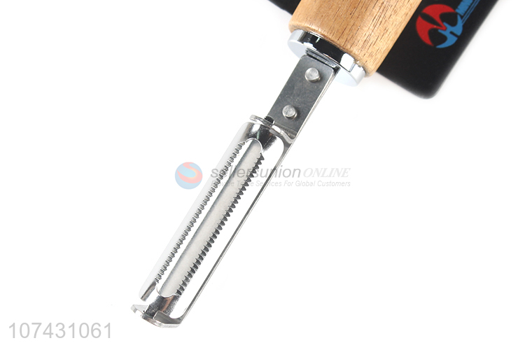 Good Quality Bamboo Handle Stainless Steel Vegetable Fruit Peeler