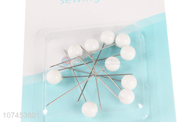 Fashion Design 10 Pieces White Ball Head Sewing Straight Pins