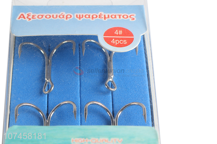 Wholesale cheap fishing accessories steel treble fishing hooks 4#