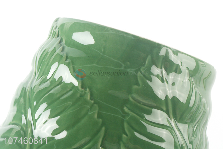 China Manufacture Ceramics Crafts Green Flower Vase