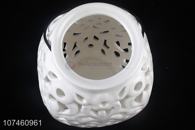 Custom Hollow Out Ceramic Storm Lantern Fashion Ceramic Crafts