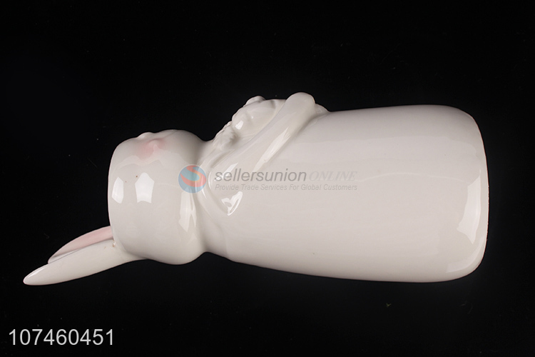 Factory Price Cute Rabbit Shape Ceramic Vase Fashion Flower Receptacle