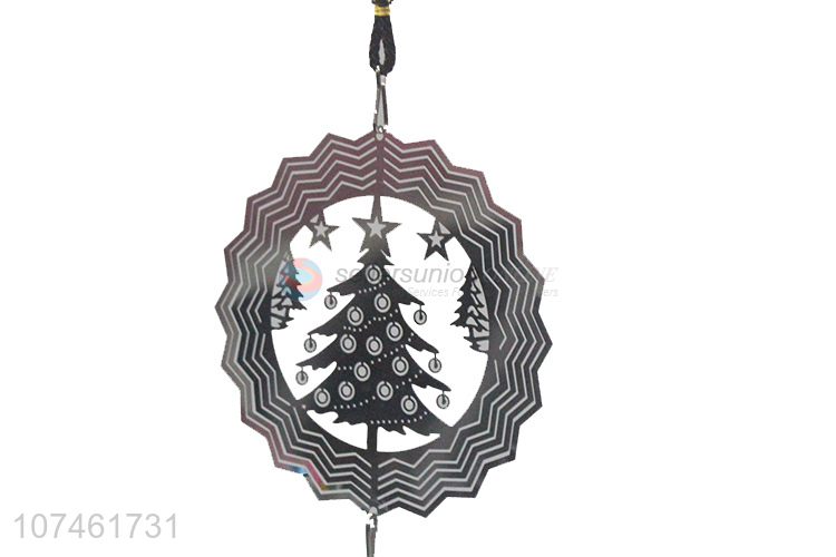 Hot products outdoor decoration laser cutting Christmas tree iron wind chimes