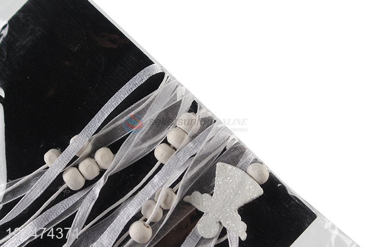 Latest arrival Christmas ornaments polyester ribbon with wooden angels