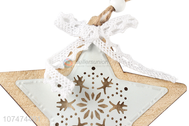 New design Christmas tree ornaments hanging wooden star decorations