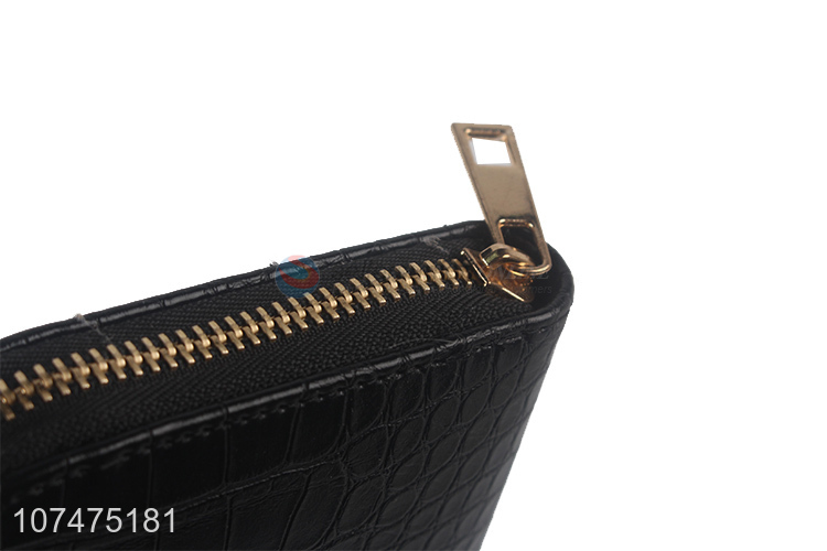Good quality fashionable alligator grain ladies pu leather purse
