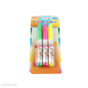 Fashion Design 3 Pieces Fluorescent Pen Highlighter Set