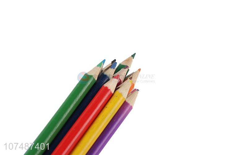 Promotional Price 12 Pieces Wood Colored Pencils With Sharpener Set