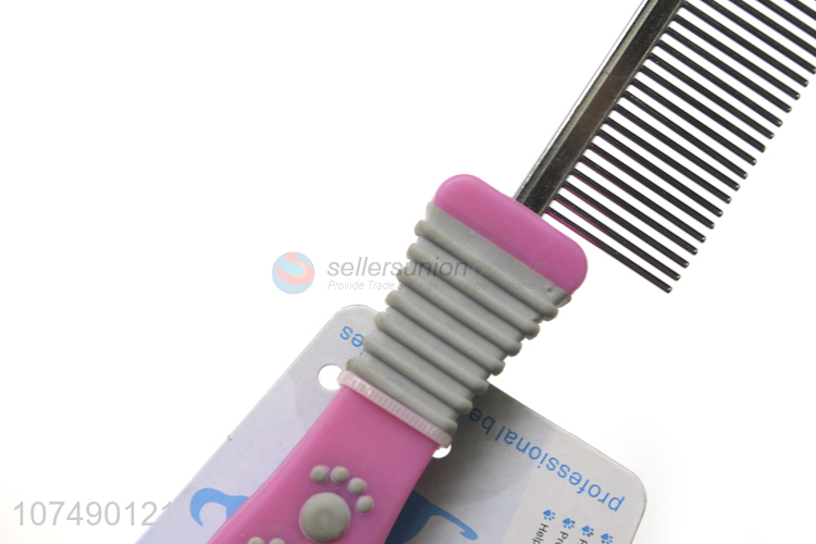 High Quality Pet Hair Grooming Comb With Plastic Handle