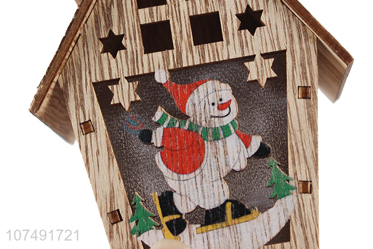 Suitable Price Led Light Wooden Christmas House Christmas Decoration Pendant