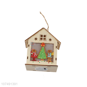 Factory Price Christmas Decoration Wooden Crafts Christmas House Pendant