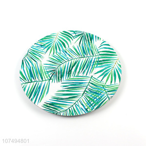Most popular green leaves printed plastic serving plate for party