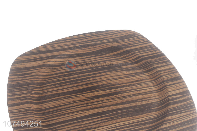 Hot sale plastic breakfast plate wood grain printed plate