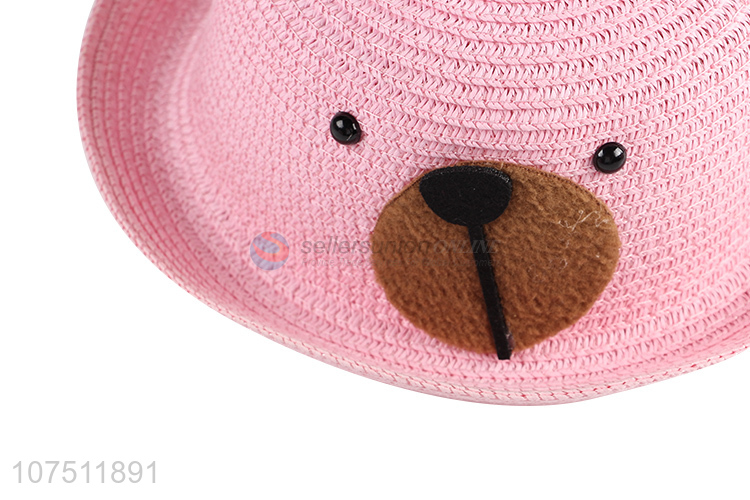 New design cartoon bear straw hat sun hat beach hat for kids