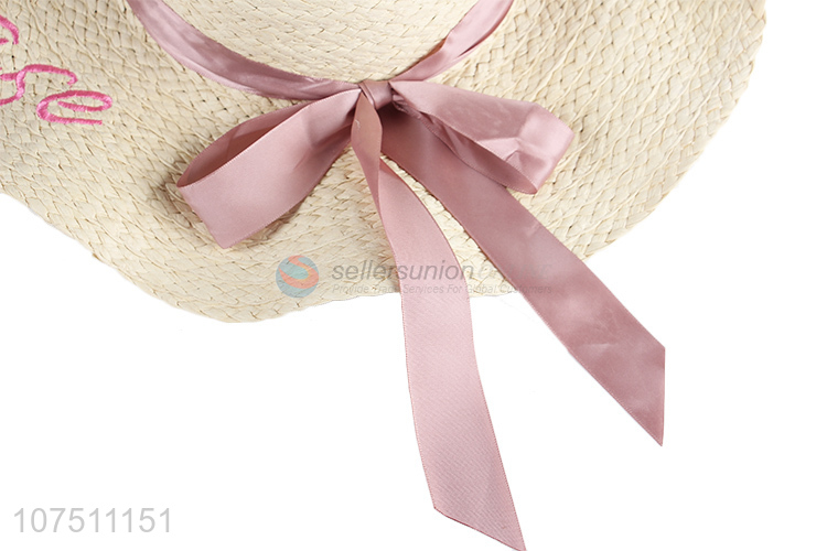 Custom women summer paper straw hats wide brim sun hat