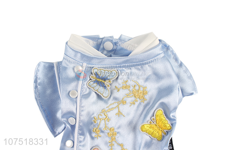 Factory direct sale dog clothing butterfly applique satin dog dress