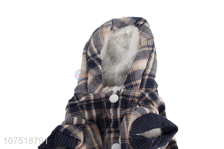 Factory direct sale dog apparel check pattern winter warm dog jacket