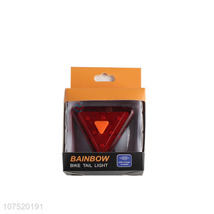 Best selling triangular waterproof usb charging rainbow bike tail light