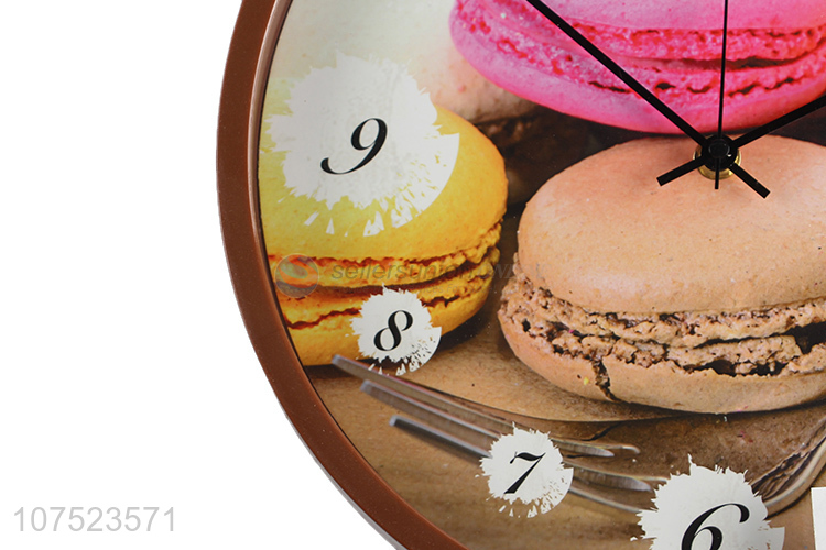 Hot selling decorative macarons pattern bedroom wall clock classroom plastic quartz clock
