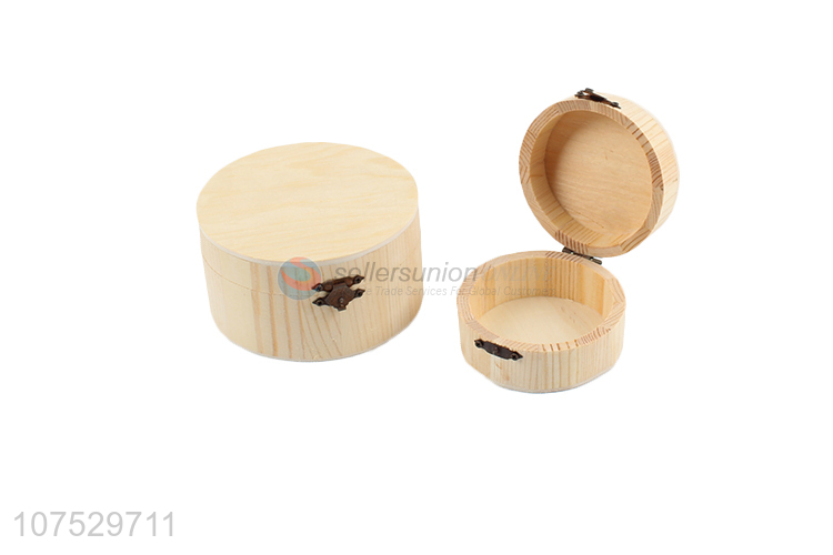 Latest arrival round wooden craft box gift box with locking clasp