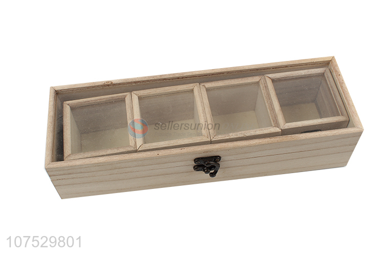 New design wooden craft box jewelry box with glass window lid
