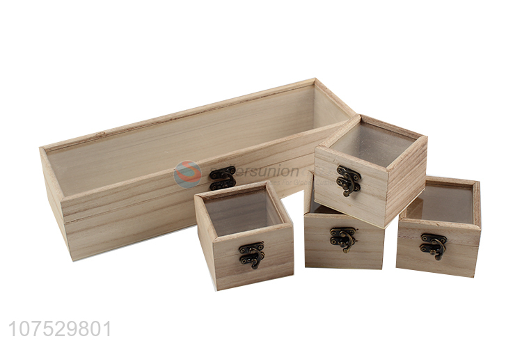 New design wooden craft box jewelry box with glass window lid