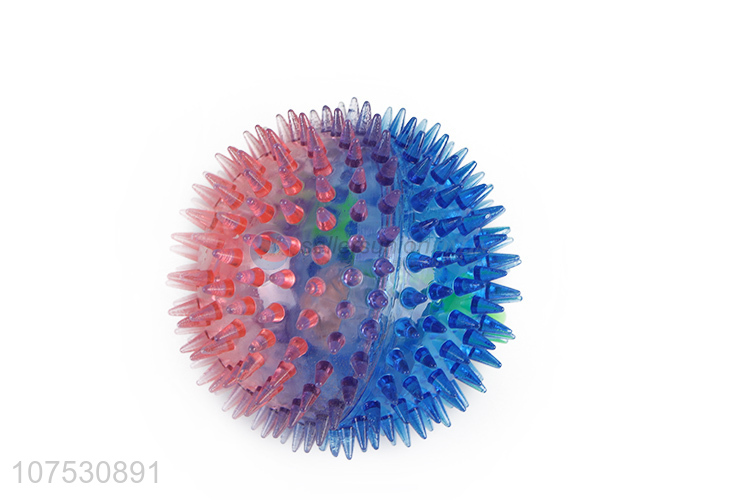 Promotional colorful transparent led flashing spiky puffer ball for children