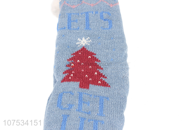 Good sale women knitted fleece lined socks for winter
