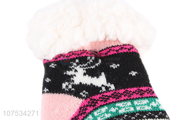 Hot sale kids winter Christmas socks fleece lined socks