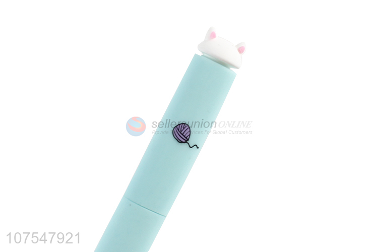 Promotional cute cat shape plastic gel ink pen students gel pens