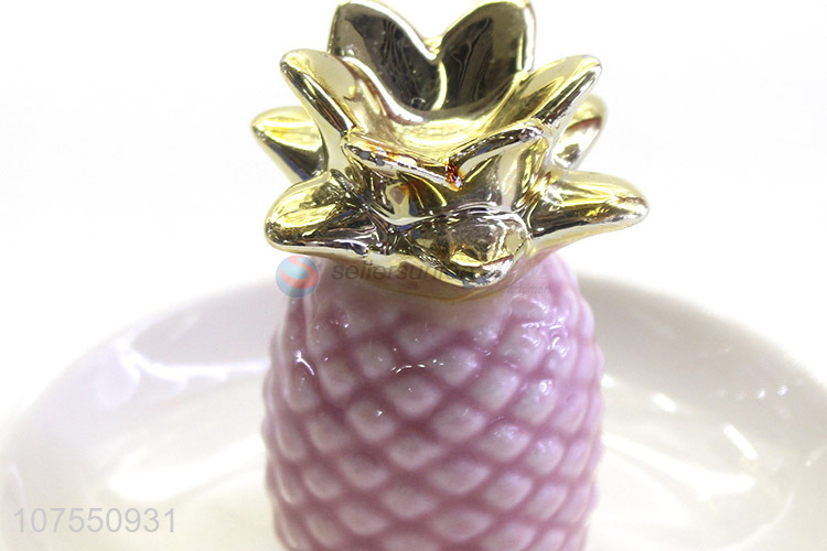 Lowest Price Luxury Jewelry Ring Holder Ceramic Plate With Pineapple Decoration