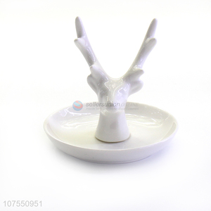 Bottom Price Luxury Jewelry Ring Holder Ceramic Plate With Deer Decoration