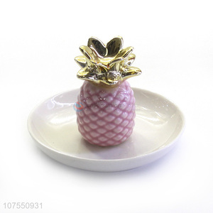 Lowest Price Luxury Jewelry Ring Holder Ceramic Plate With Pineapple Decoration
