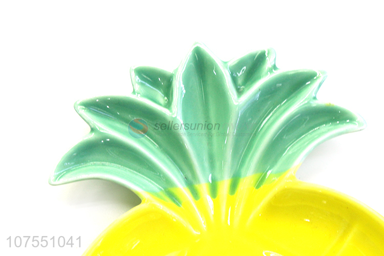 Best Sale Ceramic Pineapple Shaped Fruit Dish Snack Sugar Dessert Serving Plate
