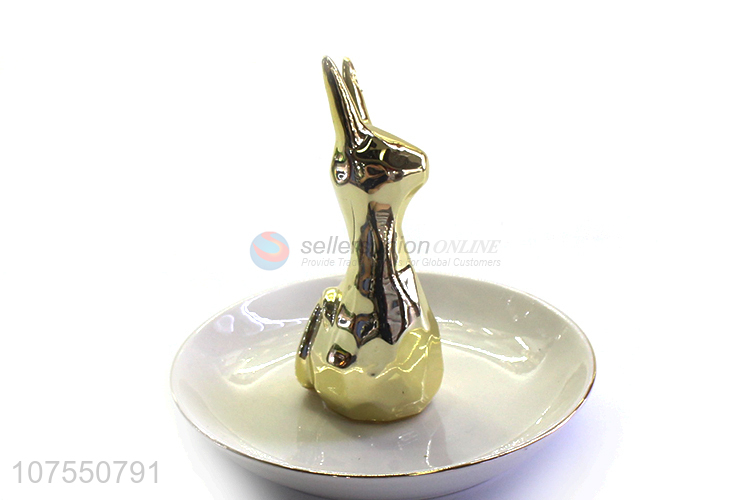 Wholesale Luxury Jewelry Holder Ceramic Plate With Animal Decoration