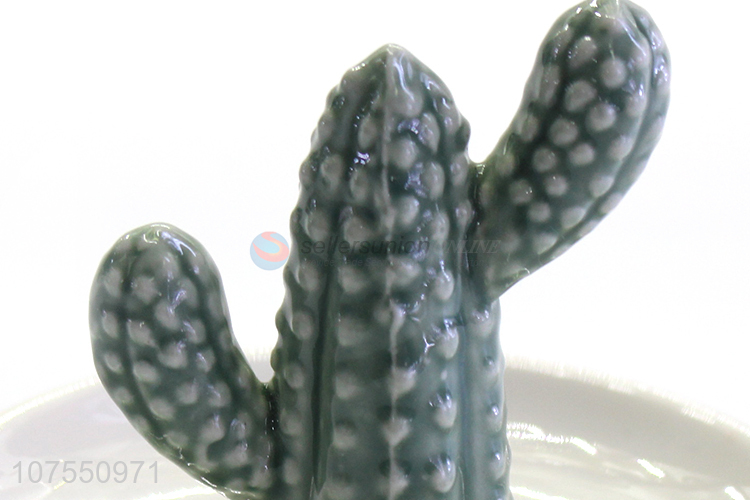 Factory Wholesale Luxury Jewelry Ring Holder Ceramic Plate With Cactus Decoration